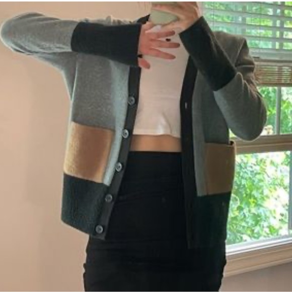 COS Colour-block Cardigan Sweater In Green size S - Picture 4 of 14